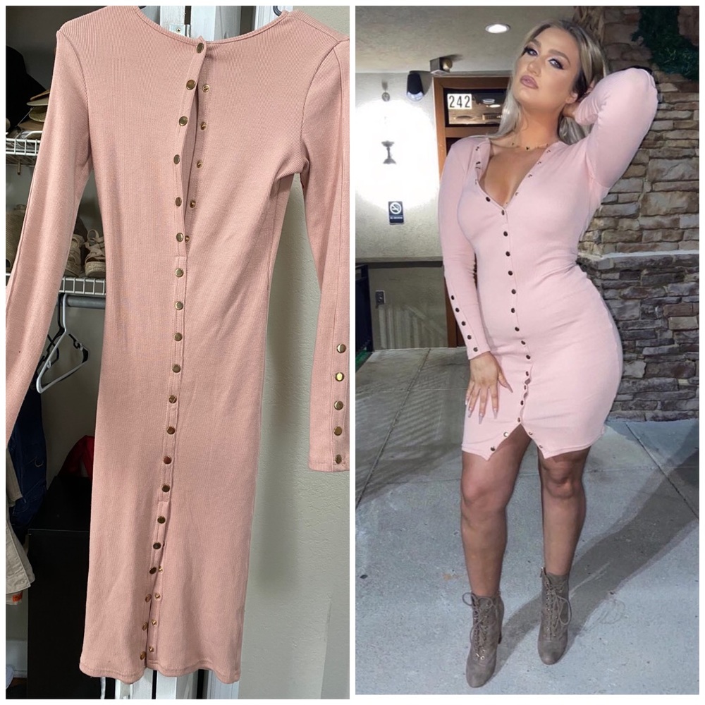FashionNova Pink Button up dress